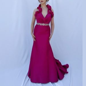 Magenta Crown Collection Gown With Train
